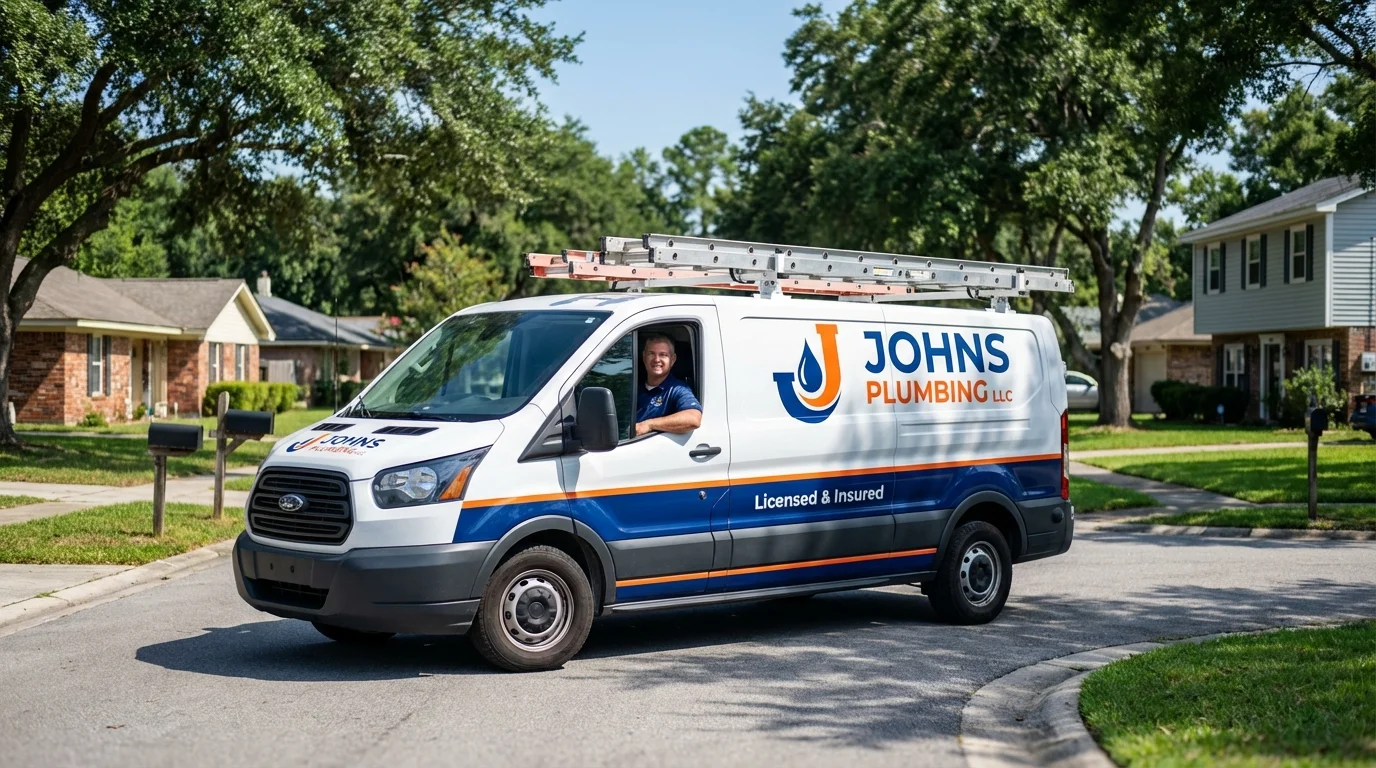 Johns Plumbing LLC service van in Union City, OK